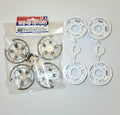 Tamiya Comical Frog Wheels – White with Chrome 12mm Beauty Rings (New)
