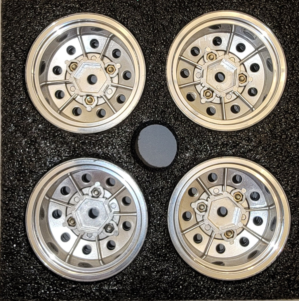 Tamiya 1/14 Scale Semi Truck Rear Wheels – Chrome Replacement Parts (Used)