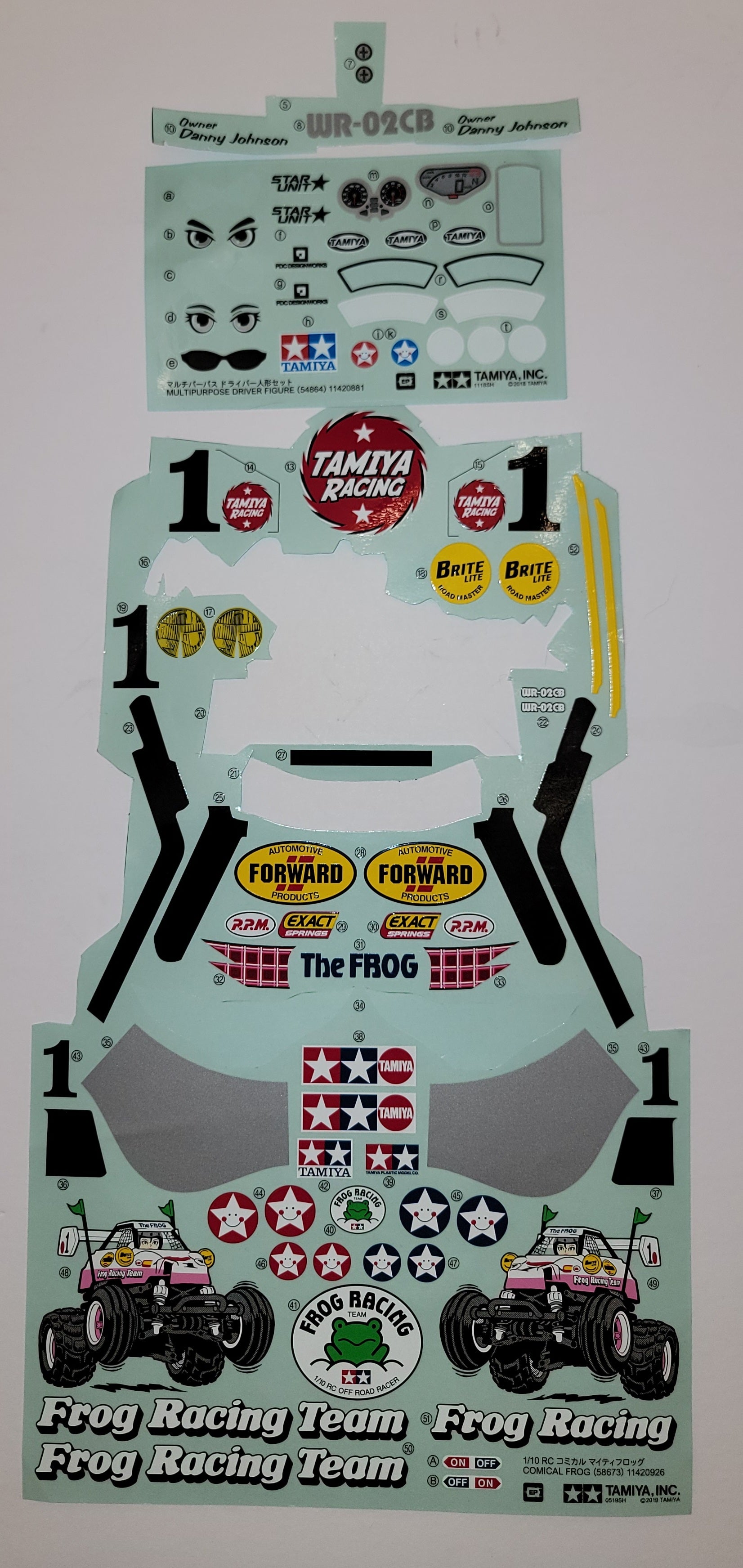 Tamiya Comical Frog OEM Decal Sheet – Genuine RC Kit Decals